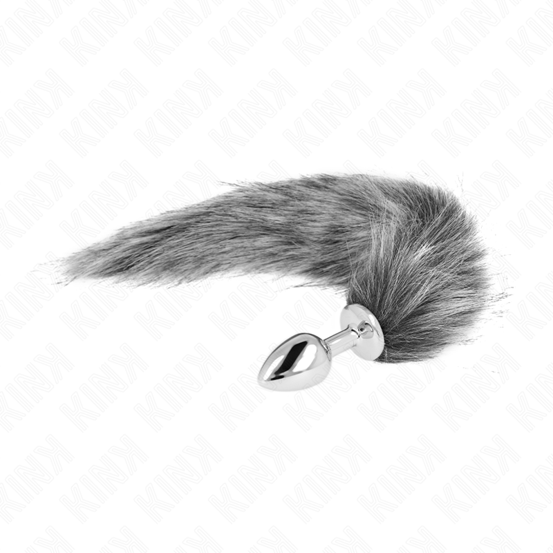 KINK – PLUG ANALE TAGLIA S 7 X 3 CM CON CODA SINTETICA 40 CM GRIGIO