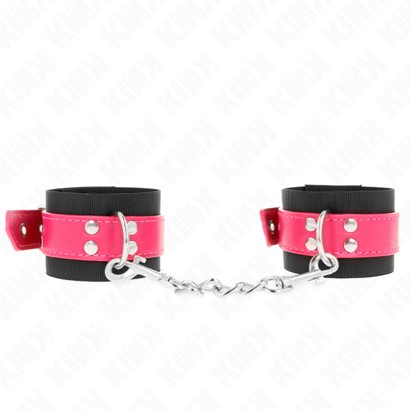 KINK – RESISTENZA DA POLSO IN NYLON NERO CON CINTURA IN SIMILPELLE ROSA LAMPONE REGOLABILE 19-29 CM X 5,1 CM