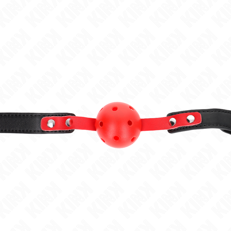 KINK – PALLA DURA CAVA ROSSA 4 CM GAG NERO CINTURINO 60 x 2 CM REGOLABILE 37-52 CM 2