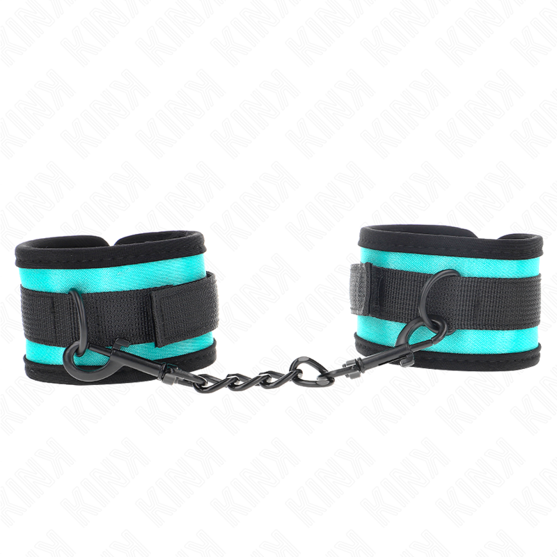 KINK – TENUTA DA POLSO IN NYLON CON GANCIO E LOOP NERO-BLU REGOLABILE 18-32 CM X 5 CM