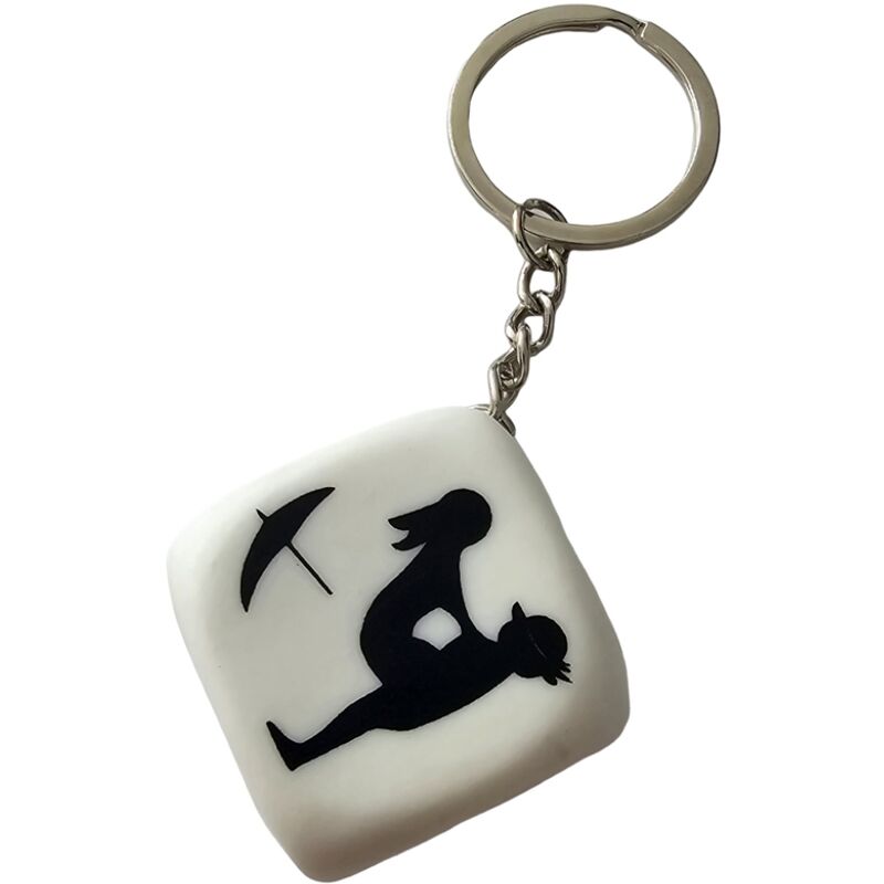 DIABLO PICANTE – PORTACHIAVI DADO BIANCO CON POSE