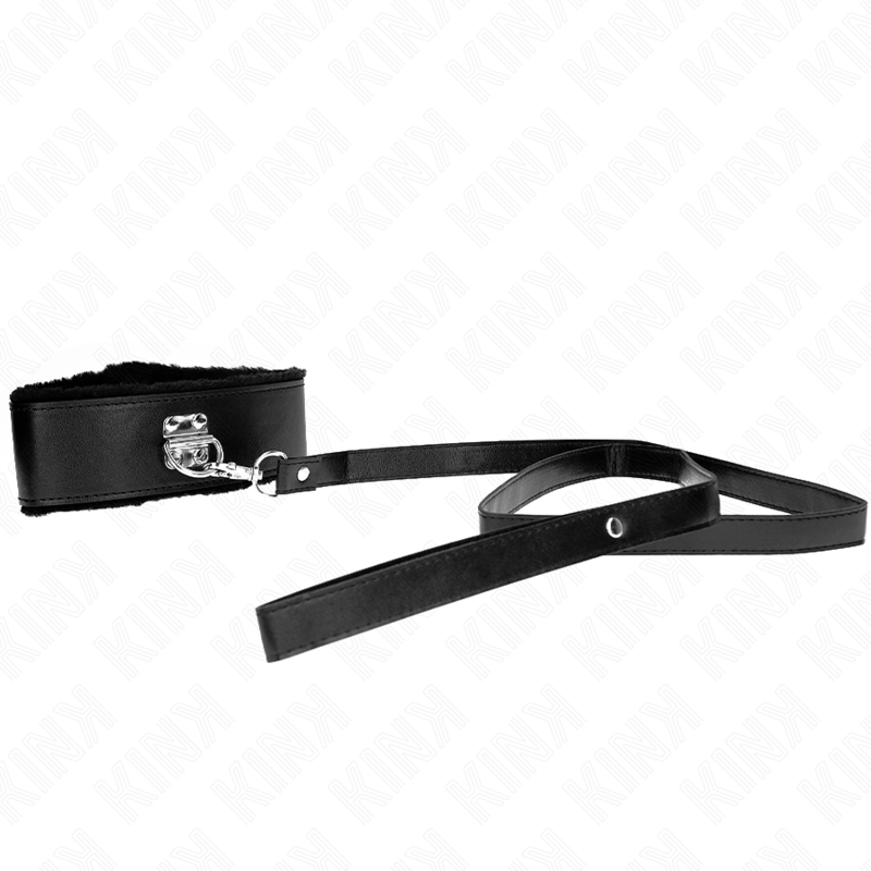 KINK – COLLANA CON GUINZAGLIO 116 CM CON BORCHIE IN ARGENTO MODELLO 4 NERO REGOLABILE 40-48 CM X 6 CM