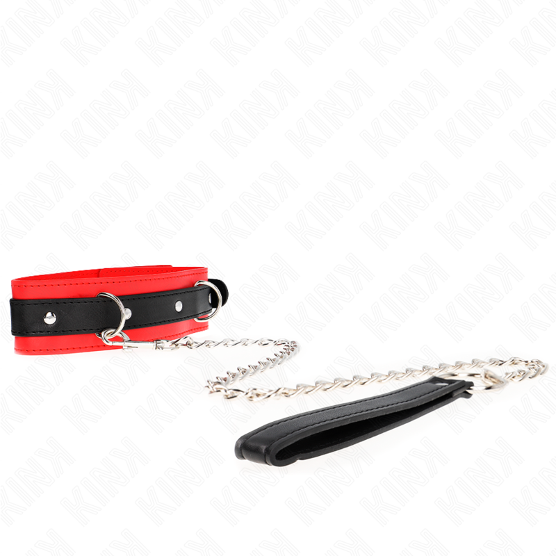 KINK – COLLARE MODELLO BASE CON GUINZAGLIO 65 CM MODELLO 3 ROSSO 53 X 5 CM