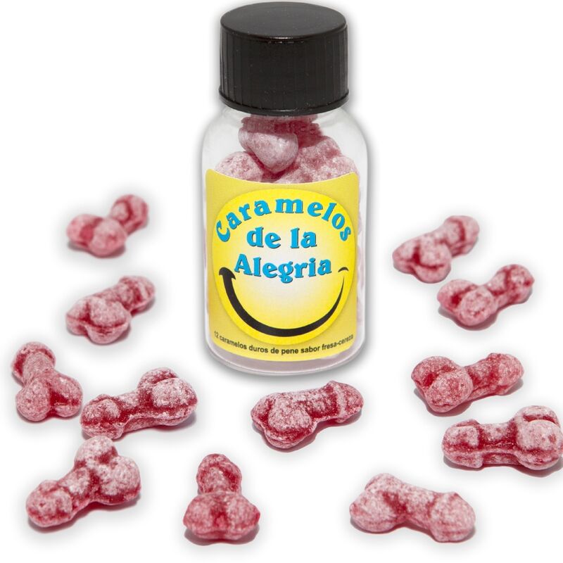 DIABLO PICANTE – 12 CARAMELLE JOY A FORMA DI PENE FRAGOLA/CILIEGIA