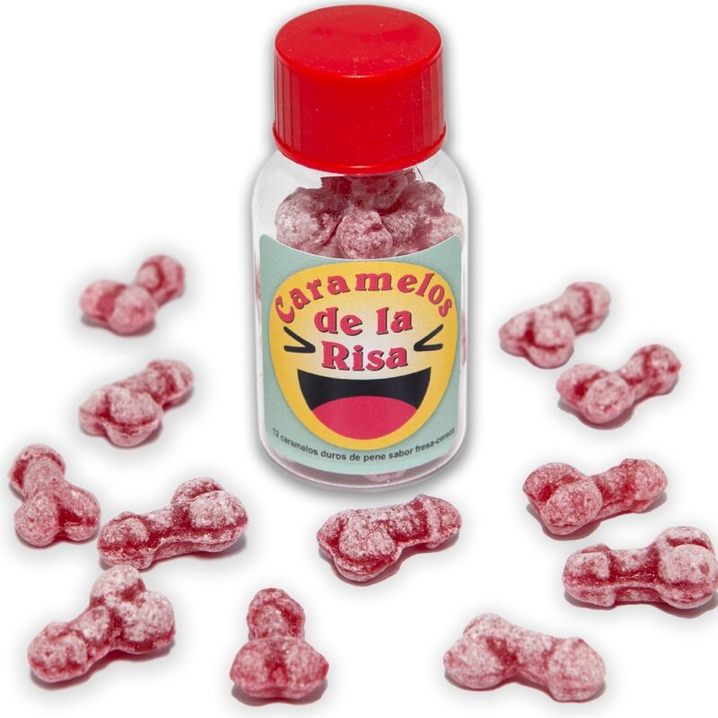 DIABLO PICANTE – 12 CARAMELLE RISATE A FORMA DI PENE FRAGOLA/CILIEGIA