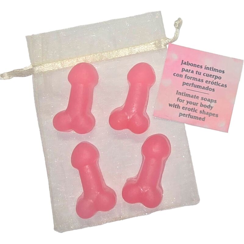 DIABLO PICANTE – 4 MINI SAPONI PROFUMATI A FORMA DI PENE ROSA