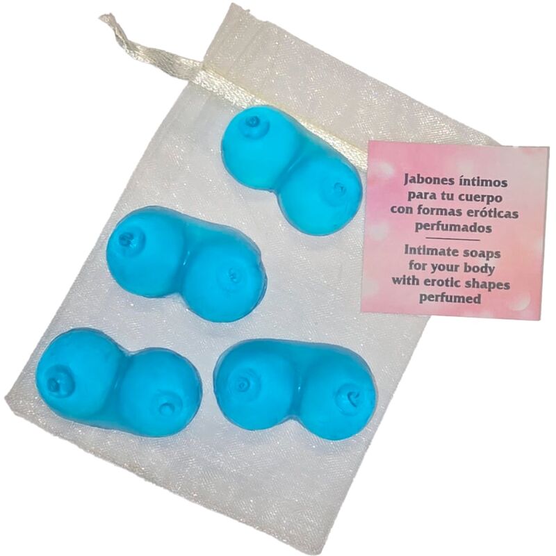 DIABLO PICANTE – 4 MINI SAPONI PROFUMATI A FORMA DI SENO BLU