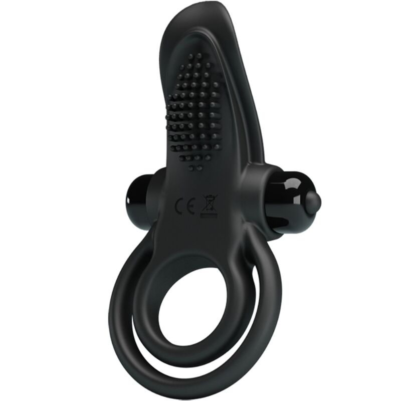 PRETTY LOVE – DOPPIO ANELLO VIBRANTE + STIMOLATORE CLITORIDEO 10 VIBRAZIONI NERO