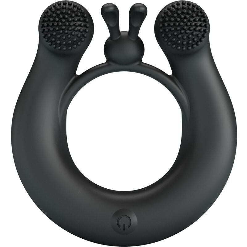 PRETTY LOVE – ANELLO VIBRANTE DAHLIA + STIMOLATORE CLITORIDEO 12 VIBRAZIONI NERO