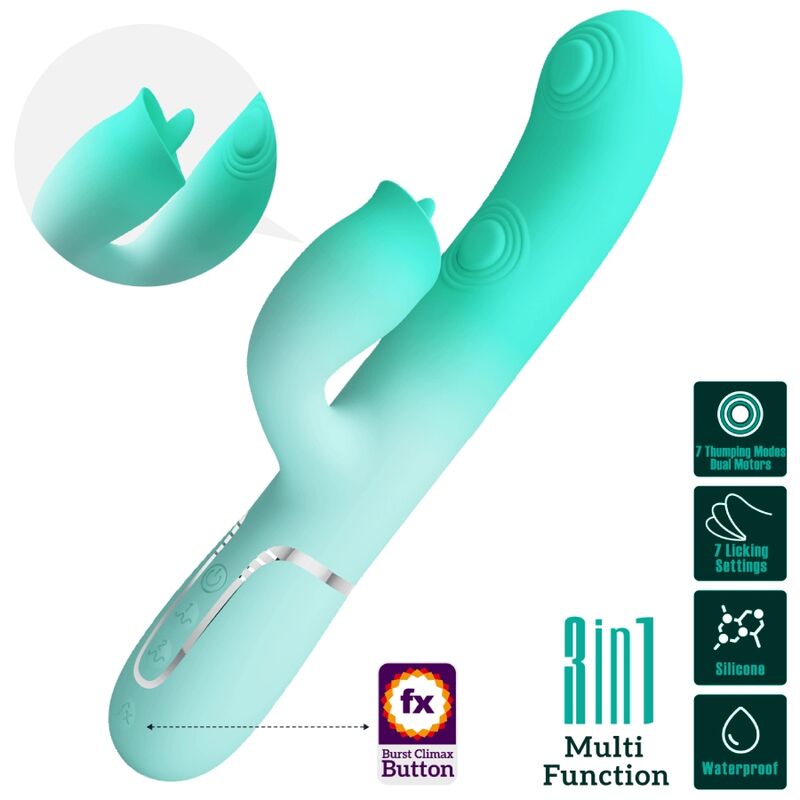 PRETTY LOVE – VIBRATORE MULTIFUNZIONE CONIGLIO GIGI VERDE ACQUA