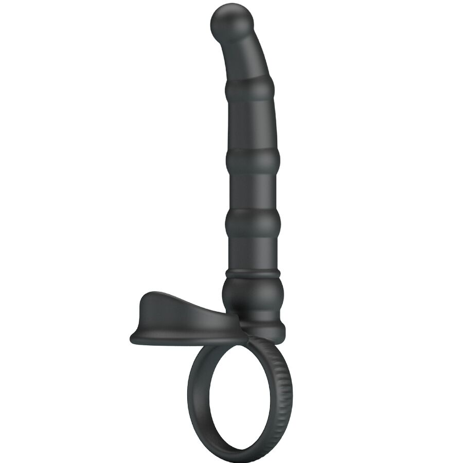 PRETTY LOVE – TATUM ANELLO PER PENE VIBRANTE CON TAPPO 10 VIBRAZIONI NERO