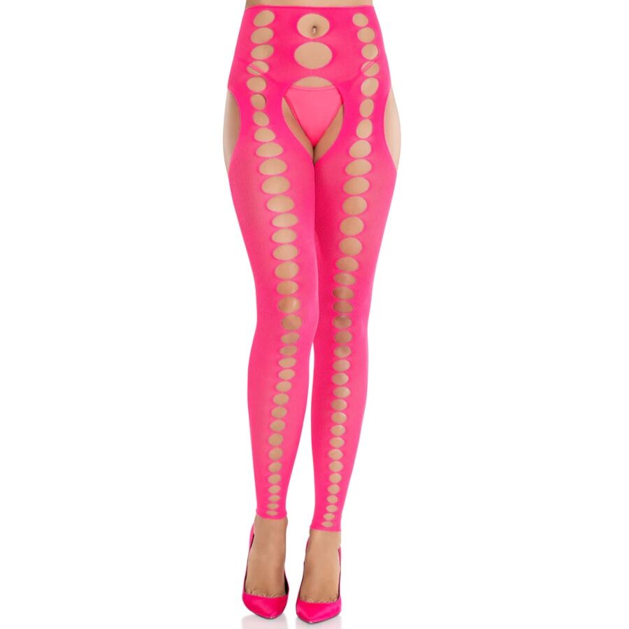 LEG AVENUE – CALZE COPRENTI SENZA SPALLINE E SENZA CUCITURE ROSA NEON