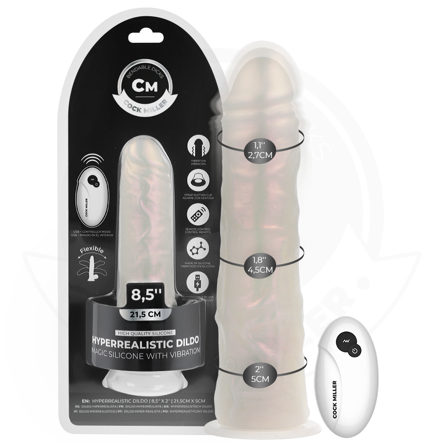 COCK MILLER – DILDO CON VENTOSA, LUCI E VIBRAZIONE CON TELECOMANDO BIANCO 21,5 CM 2