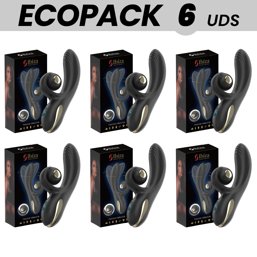 ECOPACKS 6 UNITÀ – VIBRATORE IBIZA TWISTER CON STIMOLATORE CURVA E VIBRO-ROTAZIONE