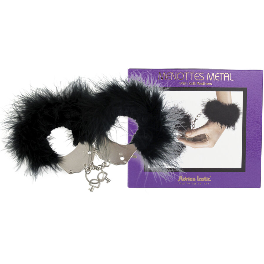 ADRIEN LASTIC – MANETTE IN METALLO CON PIUME NERE