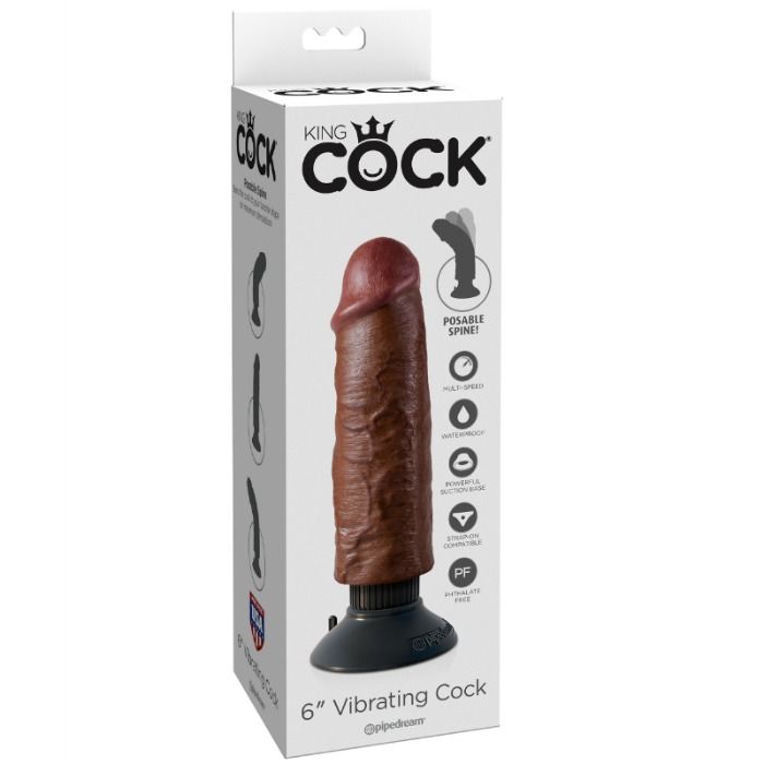 KING COCK – CAZZO VIBRANTE MARRONE 15,24 CM