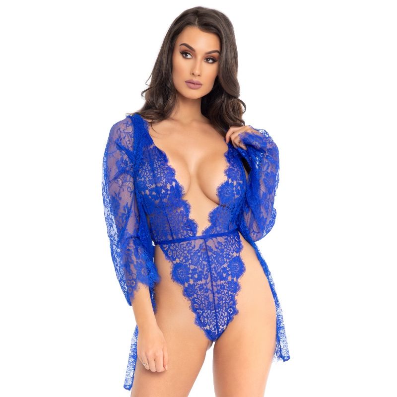 Body Sexy con Vestaglia Leg Avenue Blu S 3 Body Sexy con Vestaglia Leg Avenue Blu S 3