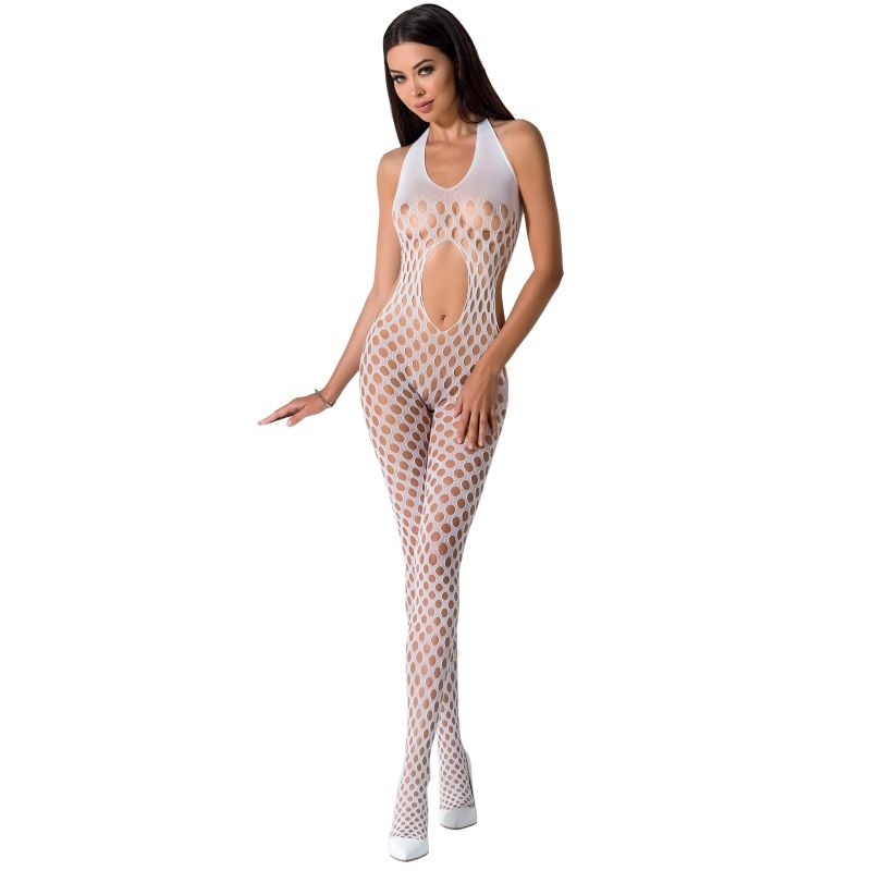 Bodystocking Passion Woman BS065 Rete Spessa Nero Rosso Bianco 4